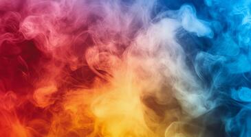 Colorful swirls of smoke blend together creating an artistic display in vibrant hues photo