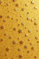 Golden stars scattered across a bright yellow background create a festive atmosphere photo