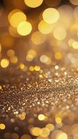 Shimmering gold texture with glowing particles creating a dazzling background effect photo