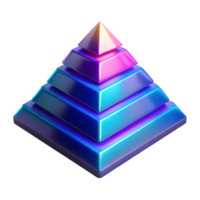 Neon glowing pyramid 3d icon isolated on the transparent background png