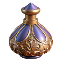 Oriental perfume bottle with intricate design 3d illustration isolated png