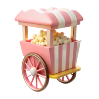 Pink retro popcorn machine 3d illustration isolated on the transparent background png