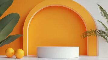 Vibrant abstract display featuring geometric shapes and colorful backgrounds in a studio setting photo