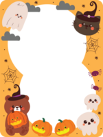 hand drawing cartoon cute frame with halloween doodle sticker. cute frame for card holder, photo frame png