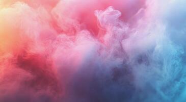Colorful smoke patterns blend together in a mesmerizing display of orange and blue hues photo