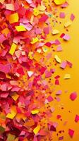 Colorful assortment of sticky notes in vibrant hues showcasing creativity and organization photo