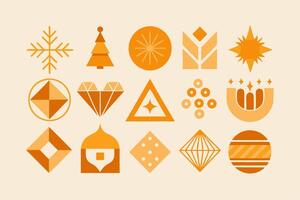 A set of different christmas symbols in orange vector