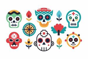 Day of the dead sugar skull icons vector
