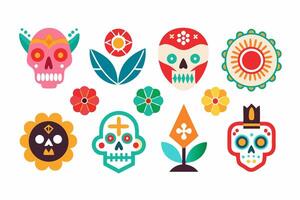 Day of the dead sugar skull icons vector