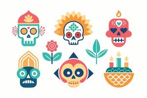 Day of the dead icons set vector