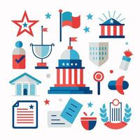 The american flag and other symbols are shown in this image vector