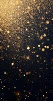 Golden particles shimmering in a dark background, creating a magical and enchanting effect photo