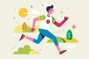 A man is running in the park with a heart on his chest vector