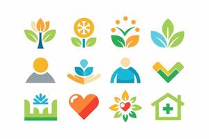 A set of colorful icons for the environment vector