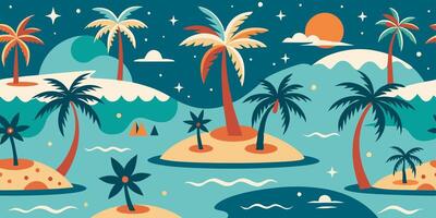 Tropical island with palm trees and water vector