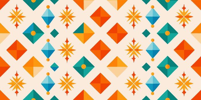 A colorful geometric pattern with stars and triangles vector