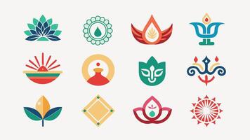 A set of colorful icons for diwali vector