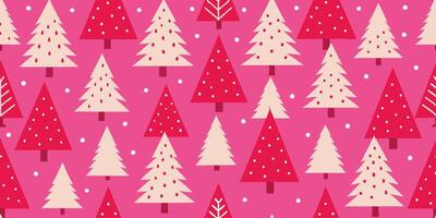 Christmas trees on pink background vector
