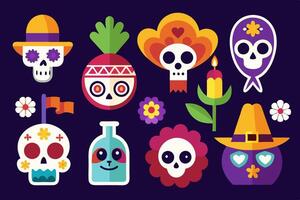 Day of the dead skull icons vector