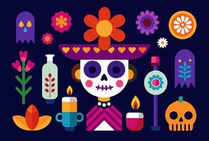 Day of the dead icons vector
