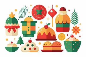 Christmas flat design elements vector