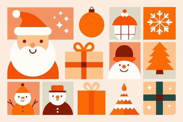 Christmas icons set illustration