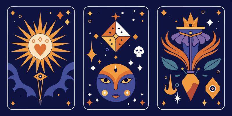 The tarot cards are shown in different colors