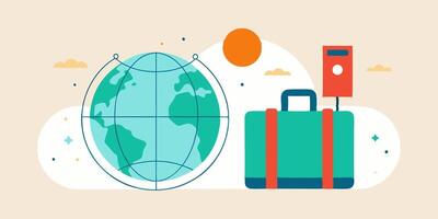 Traveling around the world with a suitcase and a globe vector
