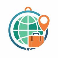 Travel logo with suitcase and map vector