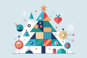 Christmas tree with various objects on it vector