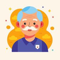 An illustration of an old man with a mustache vector