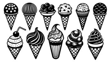 Ice cream cones set of illustration vector