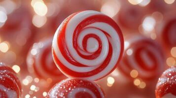 Colorful peppermint swirls placed artistically on a sparkling surface during a festive celebration photo