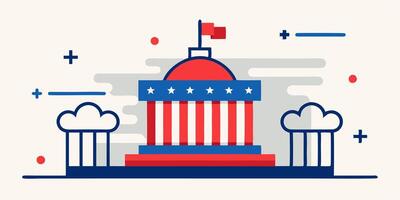 The american flag is flying over the capitol building vector
