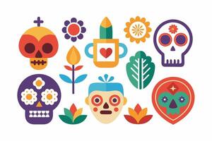 Day of the dead icons vector