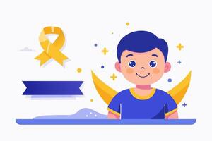 A boy with a yellow ribbon and a blue ribbon vector