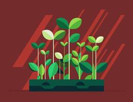 A plant growing in a pot on a red background vector