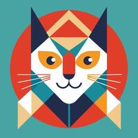 A cat with geometric shapes on it's head vector