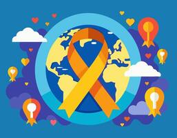 Yellow ribbon for world cancer day vector