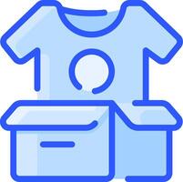 A blue t - shirt and box with a circle on it vector
