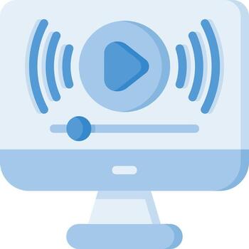 un computadora monitor con un jugar botón en eso vector