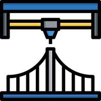 A bridge icon with a blue and yellow bridge vector