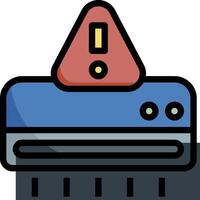 A computer with a warning sign on it vector
