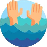 Hands reaching out to the ocean, symbolizing the need to help others vector