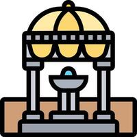 A gazebo with a fountain in the middle vector