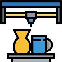 A coffee maker and a mug on a table vector