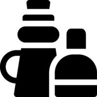 A black and white image of a coffee pot and a bottle vector