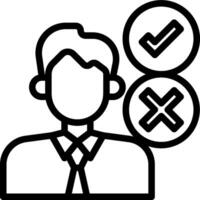 A man with a check mark and a cross vector