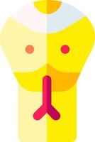 A yellow man with a red nose and a pink tongue vector