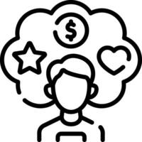 A man with a brain and money icons vector